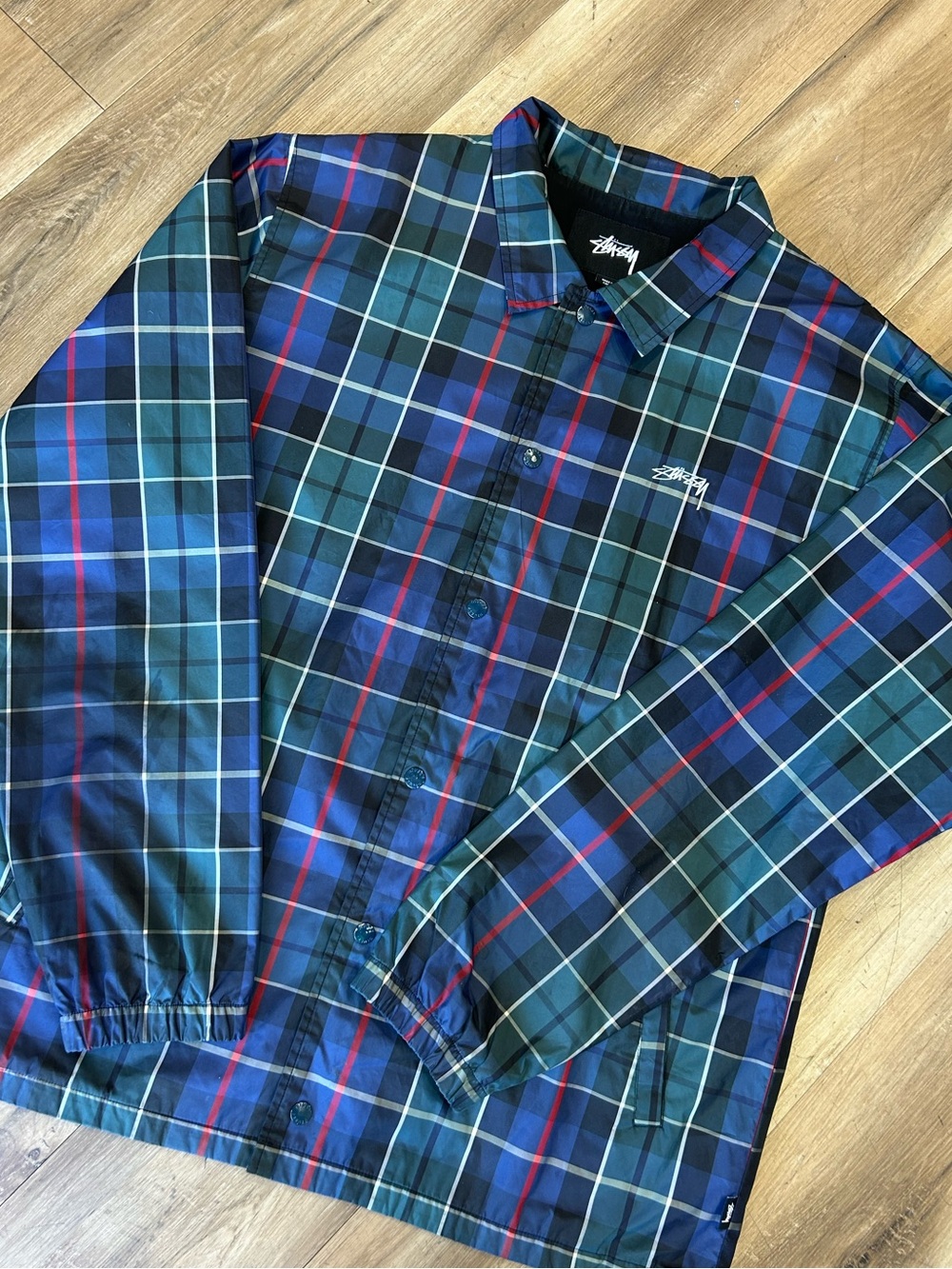 Stussy Men's “Cruize Coach Jacket Navy Plaid”